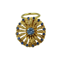 Load image into Gallery viewer, Vintage Gold Tone &amp; Blue Stone Dress Clip
