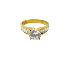 Load image into Gallery viewer, Vintage SETA Gold Tone &amp; Clear Stone Cocktail Ring
