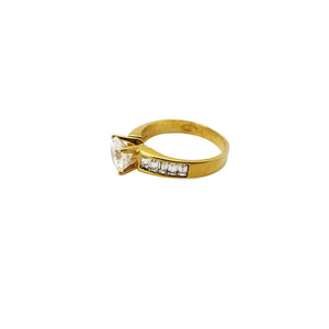 Vintage SETA Gold Tone & Clear Stone Cocktail Ring