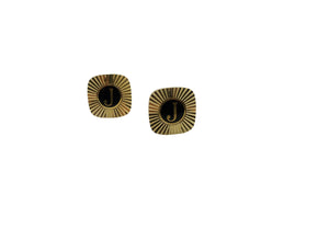 Vintage Gold & Black Enamel Cufflinks - Initial J