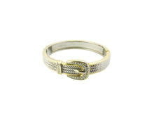 Load image into Gallery viewer, Vintage Gold &amp; Diamante Hinged Belt Bangle