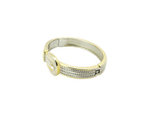 Load image into Gallery viewer, Vintage Gold &amp; Diamante Hinged Belt Bangle