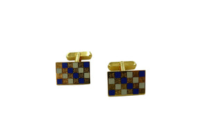 Vintage Hope Brothers Gold, Blue & White Cufflinks