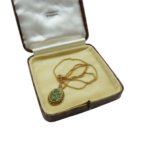 Vintage Gold & Jade Chip Pendant Necklace