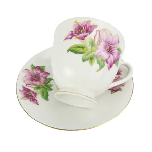 Vintage Made In China Pink Flower Tea Cup Set