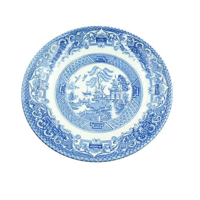 Vintage Blue & White Old Willow Saucer, English Ironstone, Staffordshire