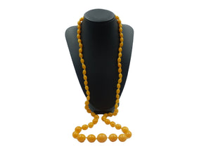 Vintage Long Orange Bead Necklace