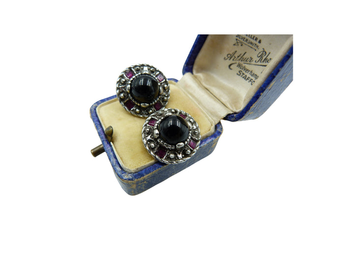 Vintage Purple Glass Bead Stud Earrings
