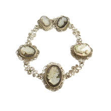 Load image into Gallery viewer, Vintage Silver 800 Cameo Mother of Pearl Bracelet