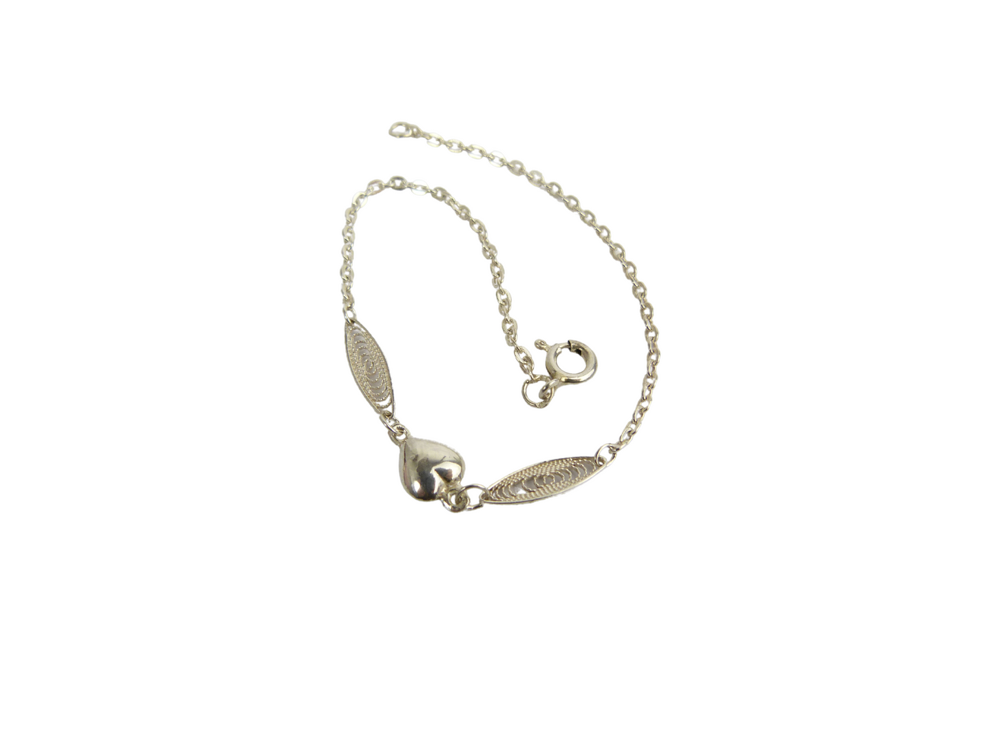 Vintage Silver Filigree Heart Bracelet