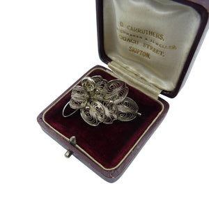 Vintage Silver Filigree Leaf Brooch, Made In Korea