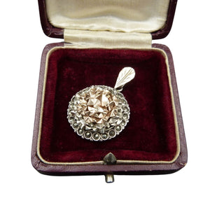 Vintage Silver, Rose Gold & Marcasite Flower Pendant