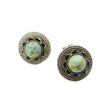 Load image into Gallery viewer, Vintage Silver Tone &amp; Turquoise Glass Clip On Earrings