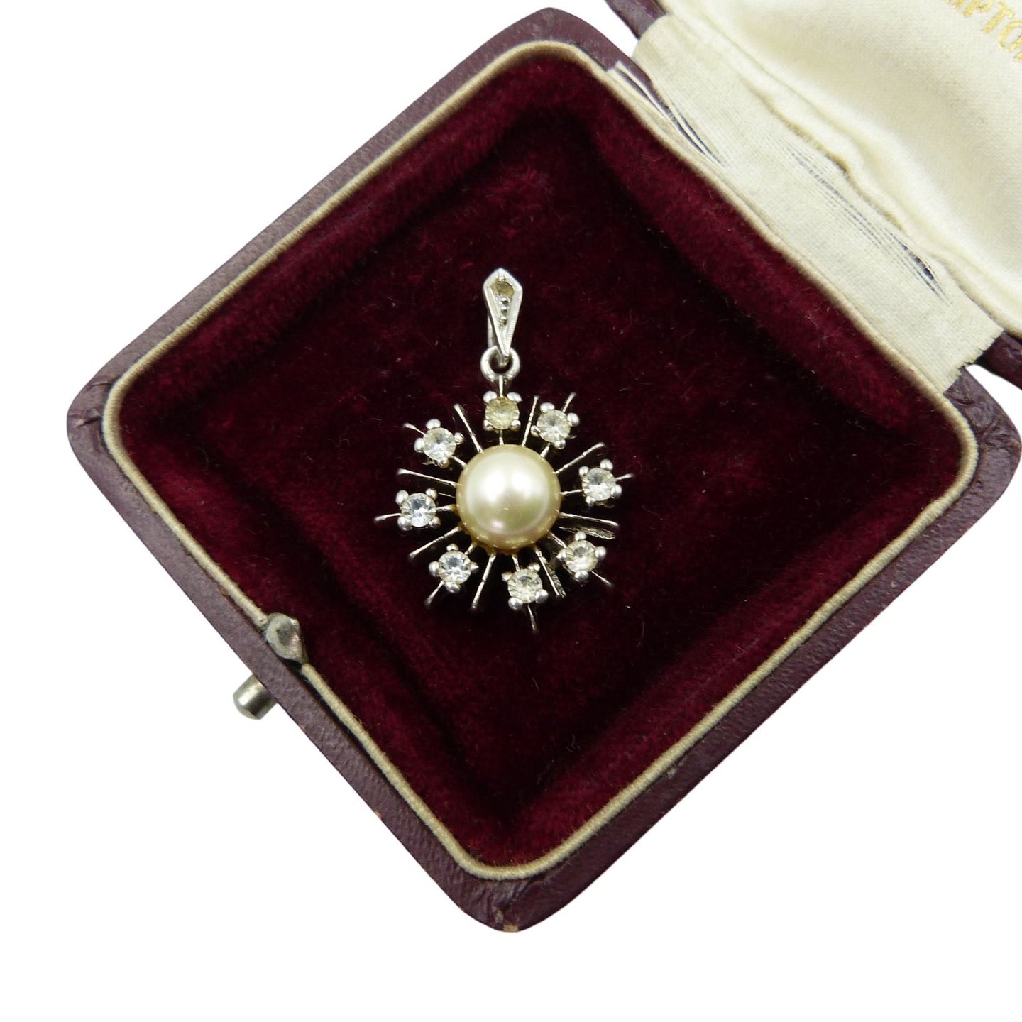 Vintage Faux Pearl & Cubic Zirconia Starburst Pendant