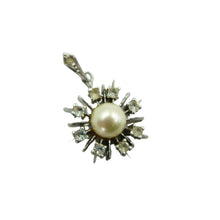 Load image into Gallery viewer, Vintage Faux Pearl &amp; Cubic Zirconia Starburst Pendant