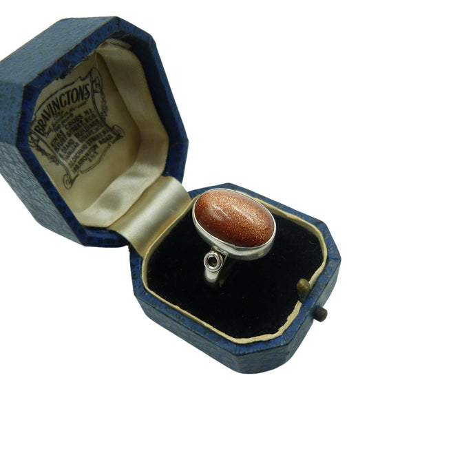 Vintage Sterling Silver Goldstone Ring