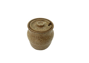 Vintage Brown Stoneware Honey, Jam Jar