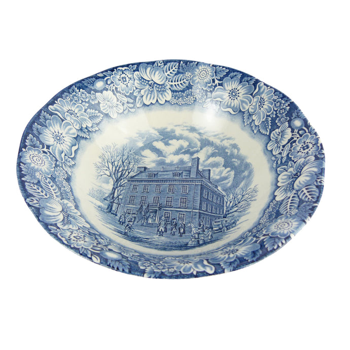Vintage Wedgewood Liberty Blue Serving Bowl - 'Fraunces Tavern' Staffordshire Ironstone Bowl