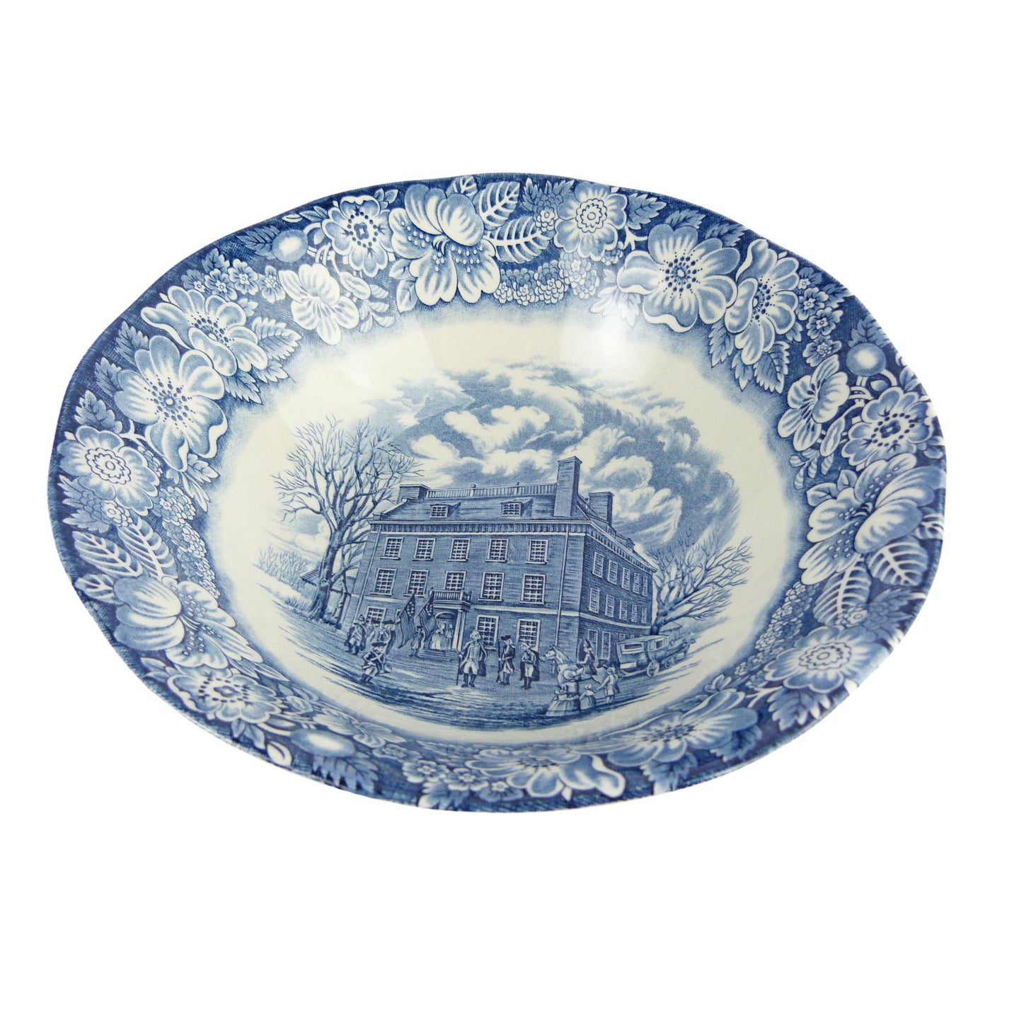 Vintage Wedgewood Liberty Blue Serving Bowl - 'Fraunces Tavern' Staffordshire Ironstone Bowl