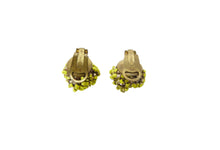 Load image into Gallery viewer, Vintage Yellow Seed Bead Knot Clip On Earrings Signed Made Italy