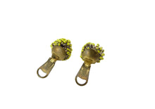 Load image into Gallery viewer, Vintage Yellow Seed Bead Knot Clip On Earrings Signed Made Italy