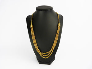 Vintage 1980s Gold Tone Rope Chain Multi strand Necklace