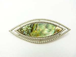 Vintage Silver Tone Abalone Shell Brooch