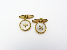 Load image into Gallery viewer, Vintage Art Deco GILT &amp; Mother of Pearl Button Cufflinks