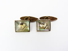 Load image into Gallery viewer, Vintage Art Deco Gilt Carved Intaglio Glass White Terrier Dog Cufflinks