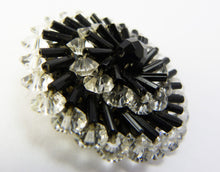 Load image into Gallery viewer, Vintage Black &amp; Clear Faceted Glass Bead Brooch