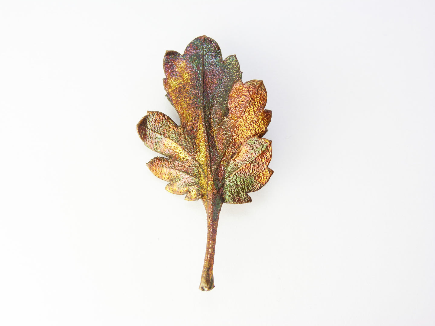 Vintage Copper Oak Leaf Brooch