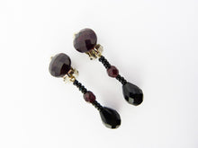 Load image into Gallery viewer, Vintage Dark Cherry Red Glass Bead Drop Clip On Earrings