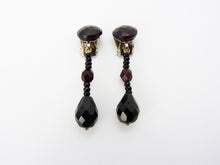 Load image into Gallery viewer, Vintage Dark Cherry Red Glass Bead Drop Clip On Earrings