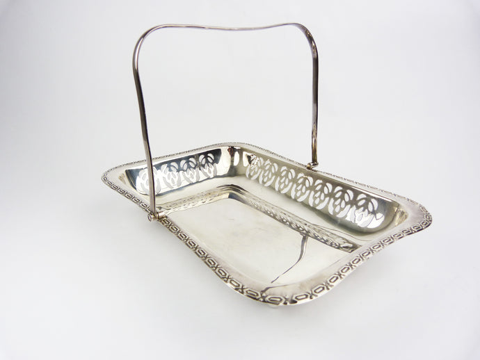 Vintage EPNS Silver Plate Pierced Handled Serving Dish 