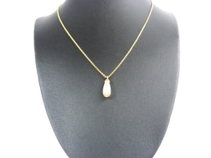 Vintage Gold Tone & Faux Pearl Dropper Necklace - Pearl Pendant Drop Necklace - Wedding Bridal Pearl Necklace