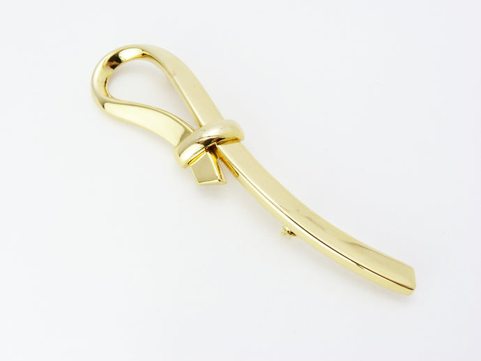 Vintage Large Modernist Abstract Statement Gold Tone Rope Knot Ribbon Brooch