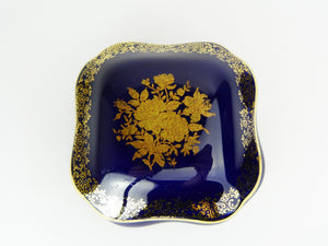Vintage Limoges France Cobalt Blue & Gold Porcelain Rectangular Trinket Box