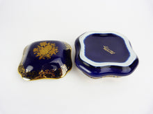 Load image into Gallery viewer, Vintage Limoges France Cobalt Blue &amp; Gold Porcelain Rectangular Trinket Box