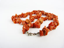 Load image into Gallery viewer, Vintage Natural Red Chip Coral &amp; Silver Clasp Necklace