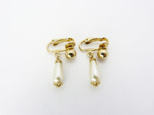 Load image into Gallery viewer, Vintage Sarah Coventry Gold Tone Faux Pearl Clip On Earrings - Wedding Bridal Pearl Earrings