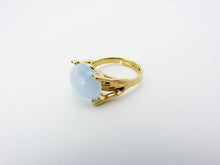 Load image into Gallery viewer, Vintage Sarah Coventry Gold Tone Pale Blue Art Glass Adjustable Ring