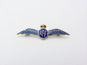 Vintage Silver & Enamel Royal Air Force RAF WW2 Wings Sweetheart Brooch