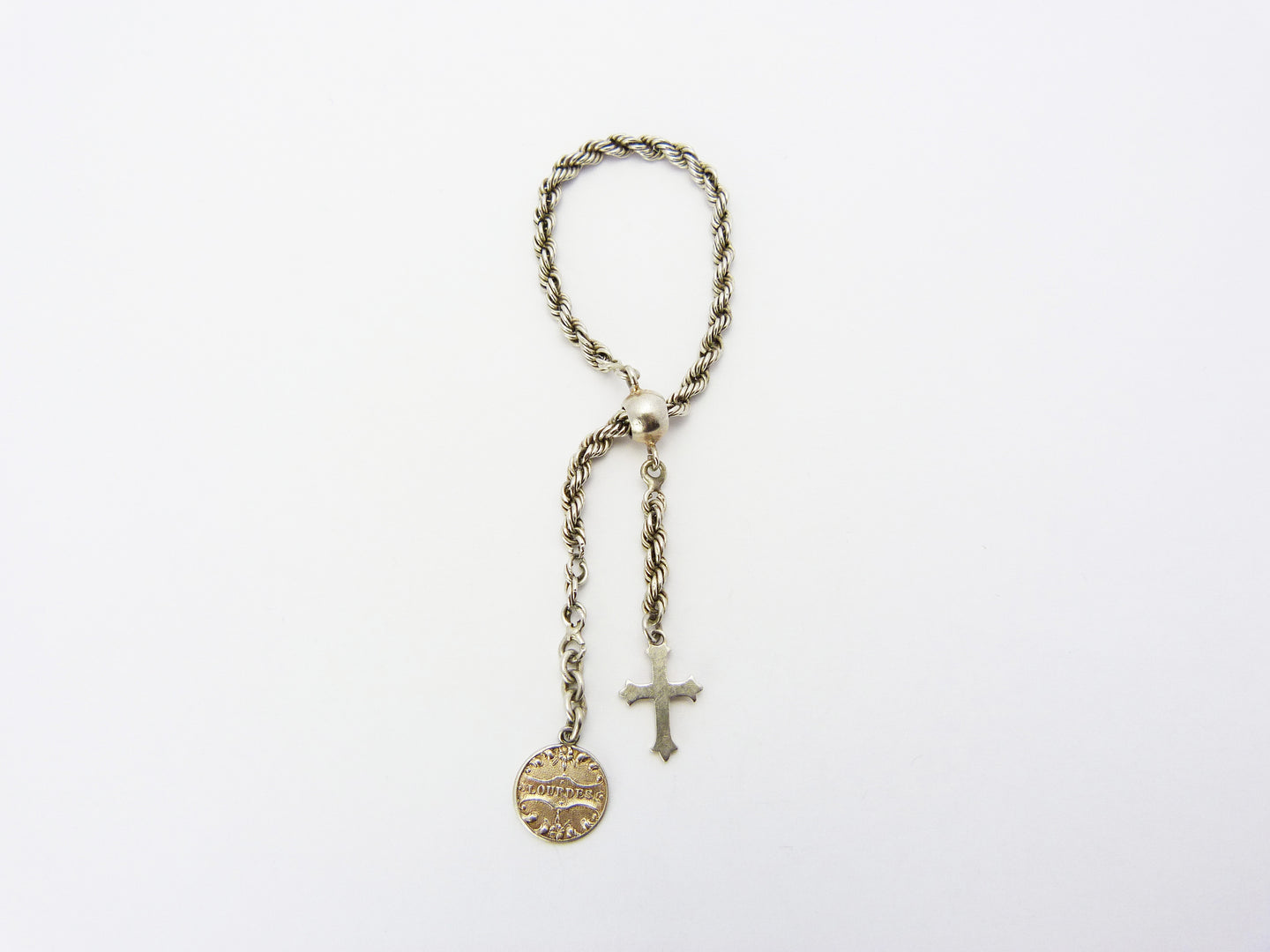 Vintage Silver Lourdes Rosary & Crucifix - Silver Chain and Crucifix - St. Bernadette of Lourdes Souvenir Crucifix Cross