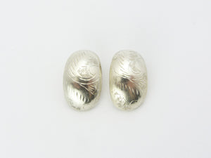 Vintage Sterling Silver Engraved Clip On Earrings
