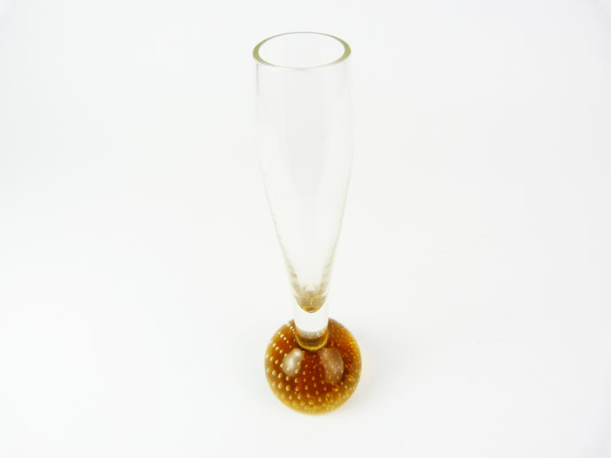 Vintage Aseda Sweden Art Glass Amber Glass Controlled Bubble Bud Vase
