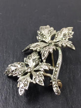 Load image into Gallery viewer, Art Deco Silver Marcasite Flower Brooch