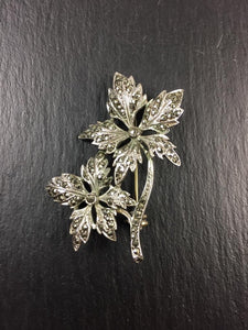 Art Deco Silver Marcasite Flower Brooch