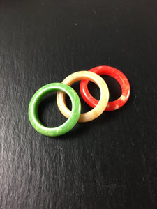 Vintage 1960s Multi-Coloured Bakelite Rings Size L