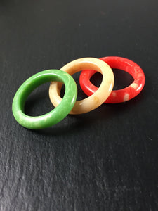 Vintage 1960s Multi-Coloured Bakelite Rings Size L