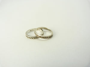 Art Deco Silver Marcasite Rings Pair - Size I